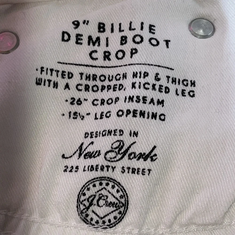 J. Crew white 9” Billie demi boot crop jeans with frayed hem size 28 - Picture 6 of 9